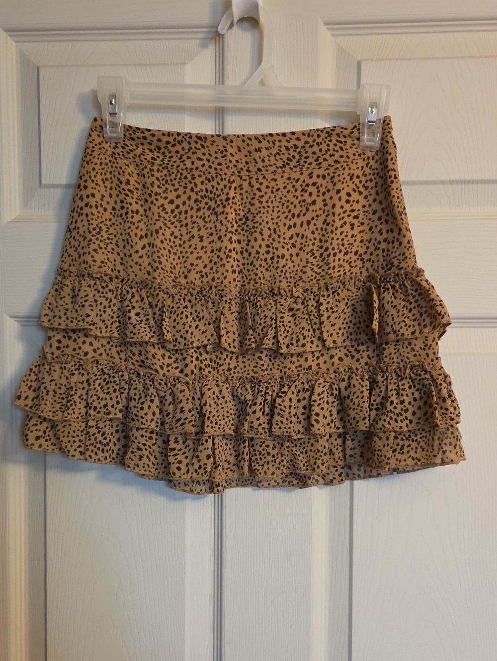 Forever 21 Tiered Ruffle Leopard Print Mini Skirt Size XS NWT